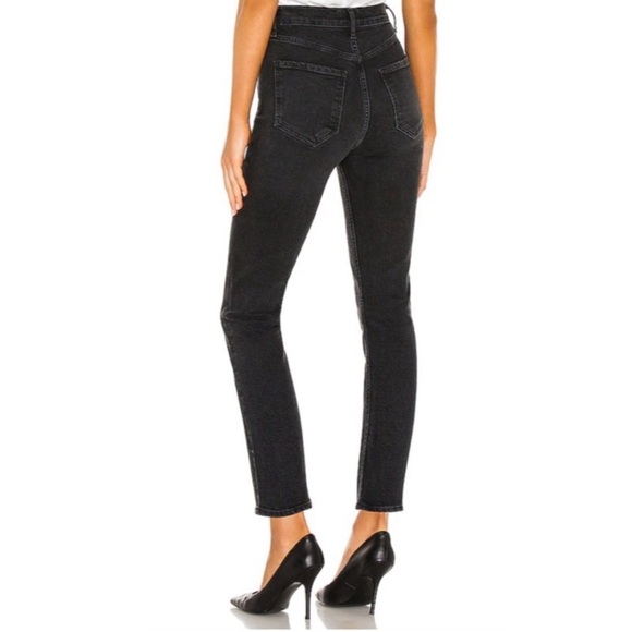 AGOLDE Riley High Rise Straight Jeans In Black Pepper - Picture 4 of 12